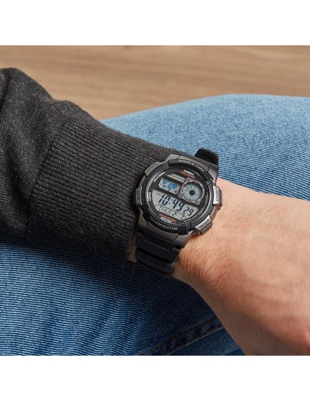 Reloj Casio collection Digital AE-1000w-1bv Hora Mundial - 5 Alarmas - 10 BAR