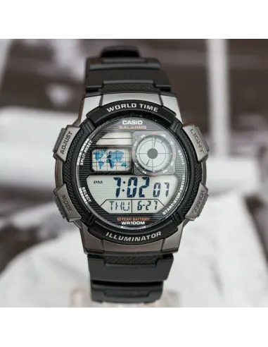 Reloj Casio collection Digital AE-1000w-1bv Hora Mundial - 5 Alarmas - 10 BAR