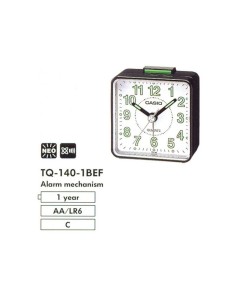 Despertador Casio TQ-140-1b Alarm Clock fondo blanco