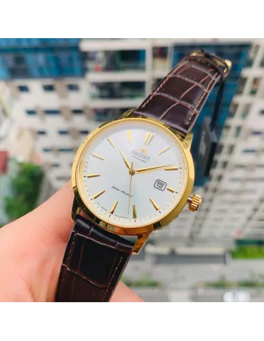 reloj automático hombre Orient Simphony III RA-AC0F04S dial blanco 41.5mm correa cuero (admite cuerda manual) 50m water resist
