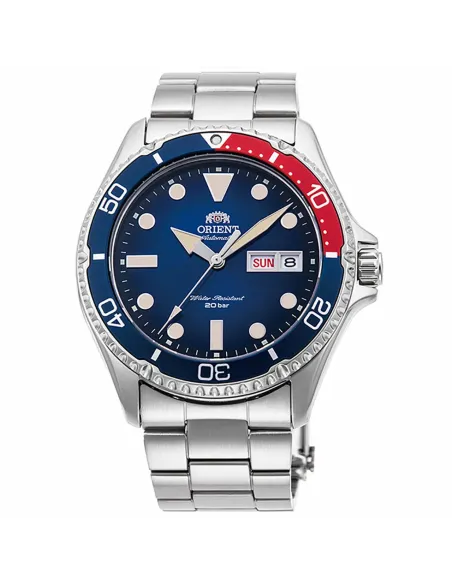 reloj automático hombre Orient New Kamasu RA-AA0812L "pepsi" dial azul 41.8mm correa acero cristal zafiro 200m water resist