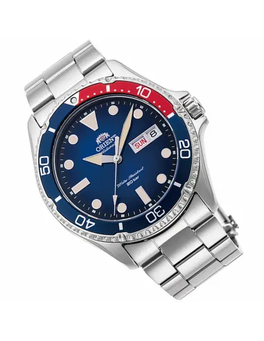 reloj automático hombre Orient New Kamasu RA-AA0812L "pepsi" dial azul 41.8mm correa acero cristal zafiro 200m water resist