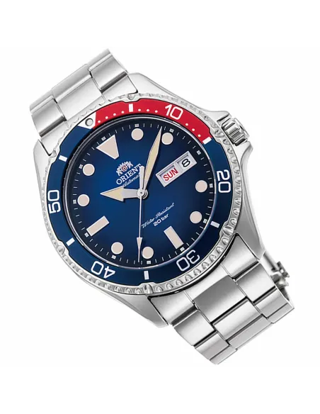 reloj automático hombre Orient New Kamasu RA-AA0812L "pepsi" dial azul 41.8mm correa acero cristal zafiro 200m water resist