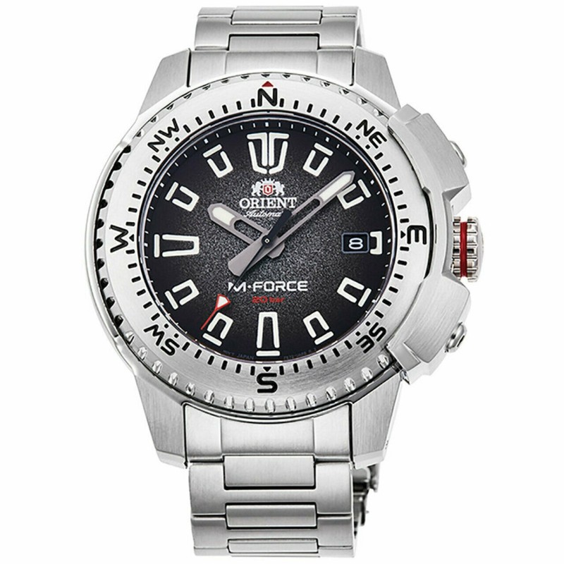 reloj de buceo automático hombre Orient M-Force RA-AC0N01B dial negro 45mm correa acero 200m water resist Cristal Zafiro