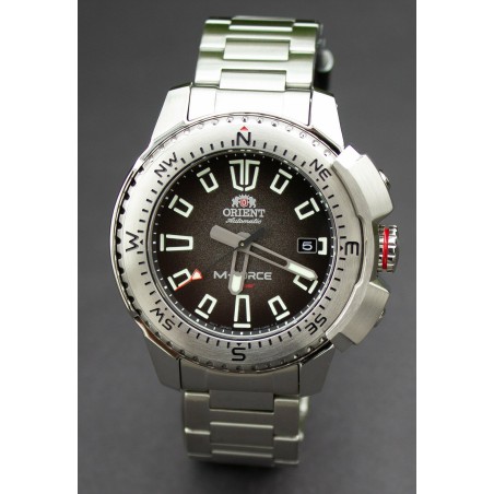 reloj de buceo automático hombre Orient M-Force RA-AC0N01B dial negro 45mm correa acero 200m water resist Cristal Zafiro
