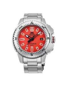 reloj de buceo automático hombre Orient M-Force RA-AC0N02Y dial naranja 45mm correa acero 200m water resist Cristal Zafiro