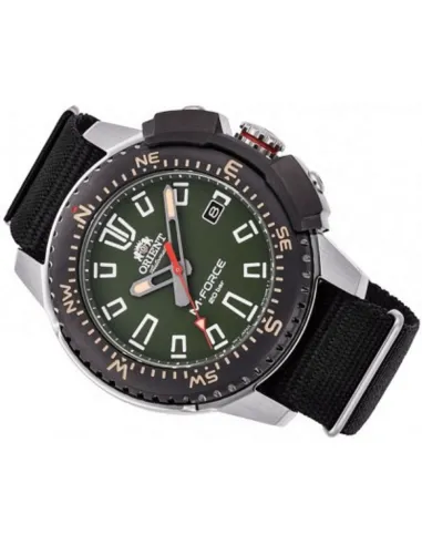 reloj de buceo automático hombre Orient M-Force RA-AC0N01B dial negro 45mm correa acero 200m water resist Cristal Zafiro