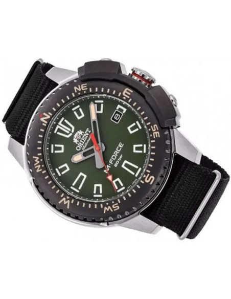 reloj de buceo automático hombre Orient M-Force RA-AC0N01B dial negro 45mm correa acero 200m water resist Cristal Zafiro