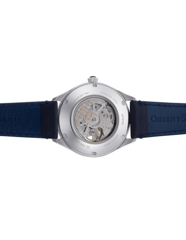 reloj automático hombre Orient Star RE-AT0203L Semi Skeleton dial azul 40.4mm correa de cuero 50h Reserva de Marcha