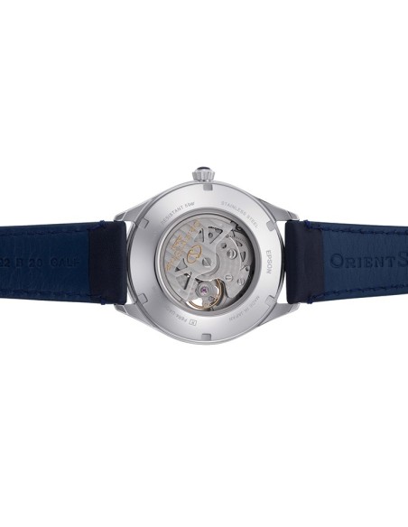 reloj automático hombre Orient Star RE-AT0203L Semi Skeleton dial azul 40.4mm correa de cuero 50h Reserva de Marcha