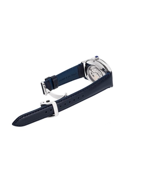 reloj automático hombre Orient Star RE-AT0203L Semi Skeleton dial azul 40.4mm correa de cuero 50h Reserva de Marcha