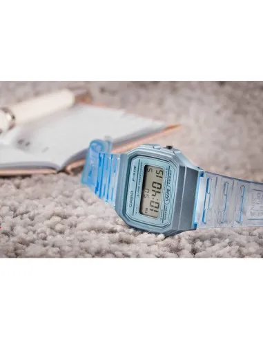 Reloj Clásico Vintage Informal Casio F91WS-2 Azul correa resina 7 años batería alarma cronómetro