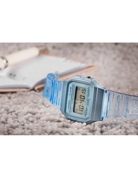 Reloj Clásico Vintage Informal Casio F91WS-2 Azul correa resina 7 años batería alarma cronómetro