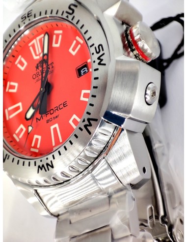 reloj de buceo automático hombre Orient M-Force RA-AC0N02Y dial naranja 45mm correa acero 200m water resist Cristal Zafiro