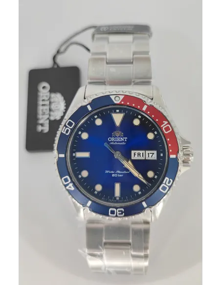 reloj automático hombre Orient New Kamasu RA-AA0812L "pepsi" dial azul 41.8mm correa acero cristal zafiro 200m water resist