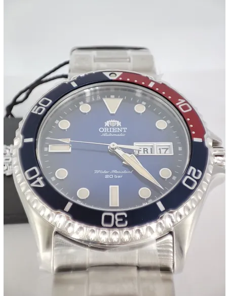 reloj automático hombre Orient New Kamasu RA-AA0812L "pepsi" dial azul 41.8mm correa acero cristal zafiro 200m water resist