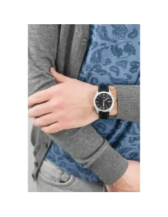 reloj clásico hombre Casio MTP-1302PL-1A Pantalla Neón dial negro correa cuero 2