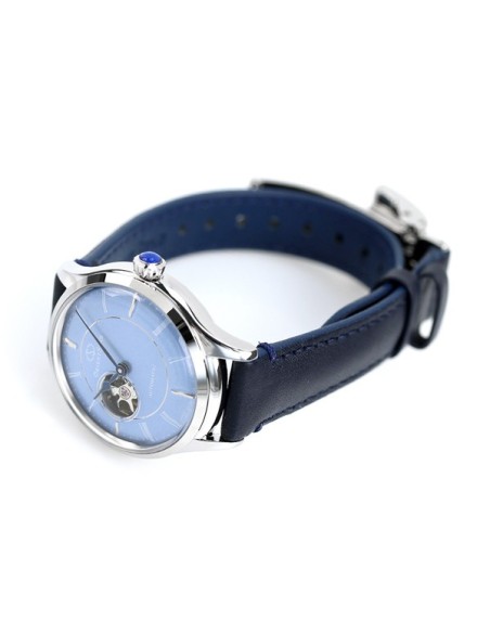 reloj automático hombre Orient Star RE-AT0203L Semi Skeleton dial azul 40.4mm correa de cuero 50h Reserva de Marcha