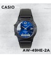 Reloj clásico hombre analógico digital Casio AW-49HE-2A dial azul correa resina 50m water resist