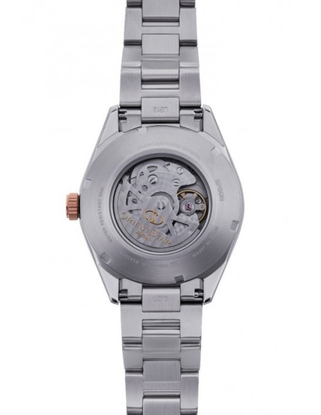 Reloj automático hombre Orient Star RE-AU0401S dial blanco bisel oro rosado Cristal Zafiro