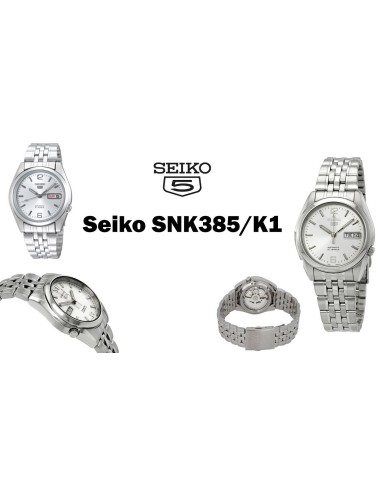 Reloj automático hombre Seiko 5 SNK385K1 dial plata correa acero