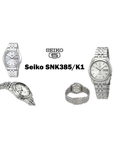 Reloj automático hombre Seiko 5 SNK385K1 dial plata correa acero