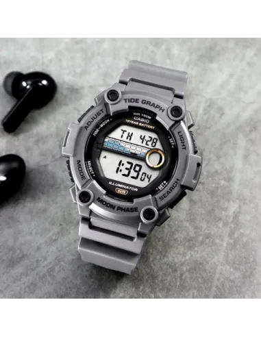 reloj deportivo hombre Casio WS-1300H-8A Mareas Fases Lunares 10 años batería correa resina Luz Led