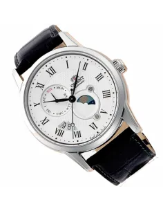 reloj automático hombre Orient Sun & Moon RA-AK0008S dial blanco 42.5mm Cristal Zafiro correa cuero 2