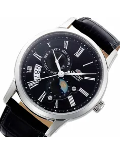 reloj automático hombre Orient Sun & Moon RA-AK0010B dial negro 42.5mm Cristal Zafiro correa cuero 50m