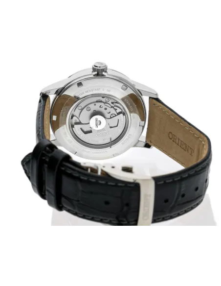 reloj automático hombre Orient Sun & Moon RA-AK0008S dial blanco 42.5mm Cristal Zafiro correa cuero