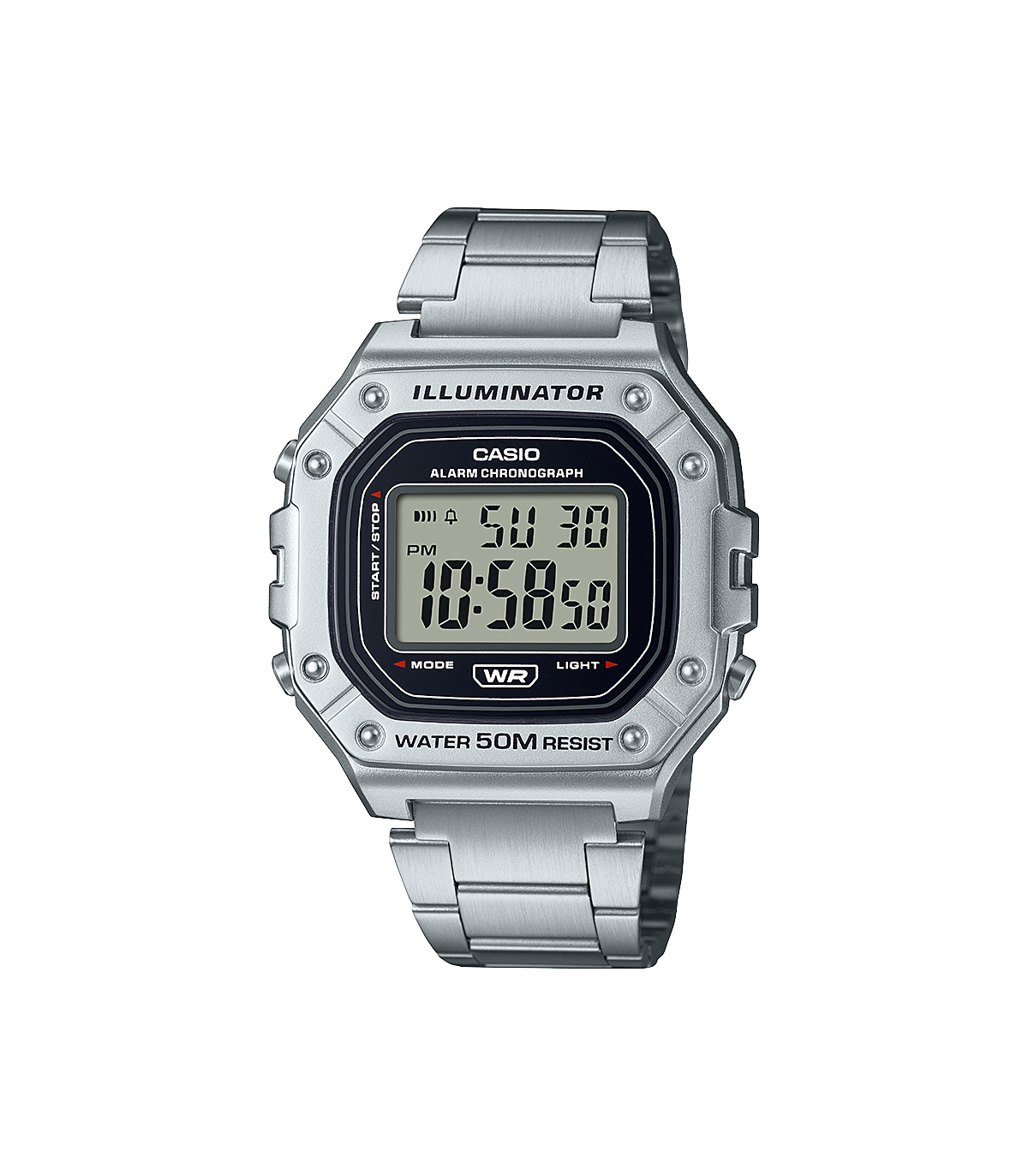 felicidad vacío adecuado reloj deportivo hombre Casio W218HD-1AV Cronómetro Luz LED correa acero 50m  Water Resist