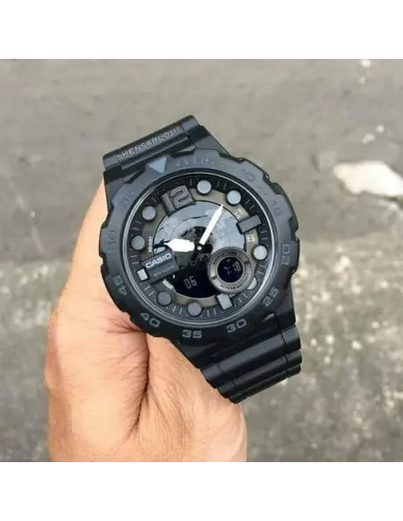 reloj hombre Casio AEQ-100W-1B Hora Mundial - Correa resina - Pantalla de Neón - Telememo - batería 10 años
