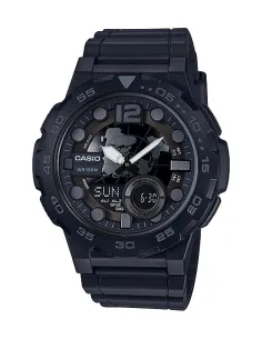 reloj hombre Casio AEQ-100W-1B Hora Mundial - Correa resina - Pantalla de Neón - Telememo - batería 10 años