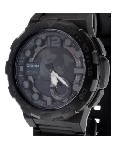 reloj hombre Casio AEQ-100W-1B Hora Mundial - Correa resina - Pantalla de Neón - Telememo - batería 10 años