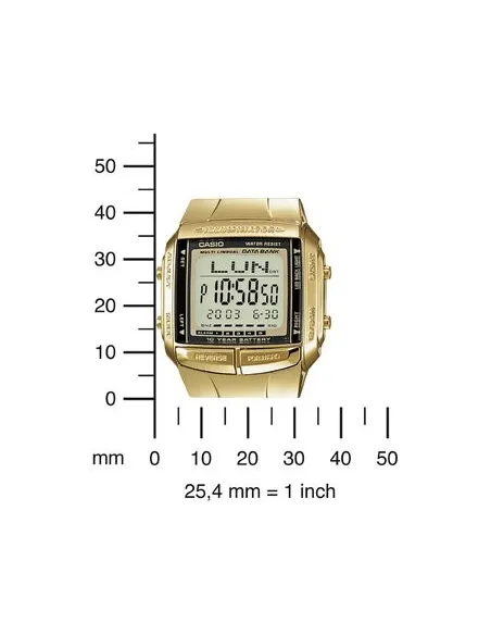 reloj unisex retro Casio DB-360G-9A dorado TELEMEMO 30 Banco de datos Luz LED Hora Dual Resistente al agua 50m
