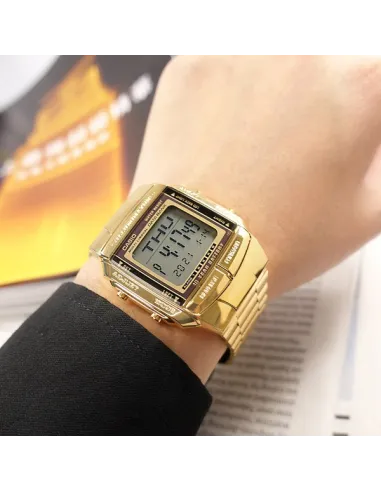 reloj unisex retro Casio DB-360G-9A dorado TELEMEMO 30 Banco de datos Luz LED Hora Dual Resistente al agua 50m