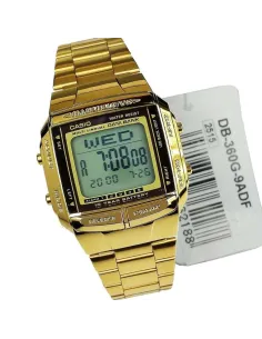 reloj unisex retro Casio DB-360G-9A dorado TELEMEMO 30 Banco de datos Luz LED Hora Dual Resistente al agua 50m