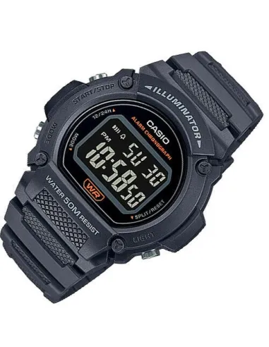 Reloj deportivo hombre Casio W219h-8B Luz LED Cronómetro alarma 50m Water Resist