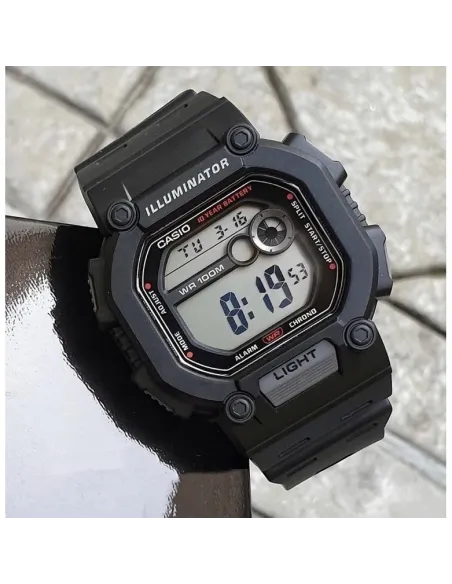 Reloj deportivo hombre Casio W737H-1A Luz LED 10 años batería Hora Dual 100m Water Resist