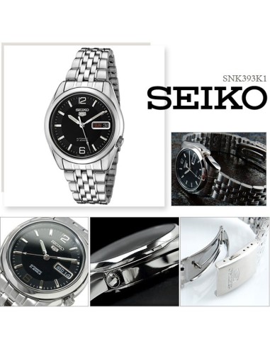 Reloj Automático hombre Seiko 5 SNK393K1 dial negro correa acero
