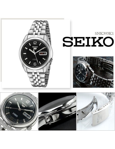 Reloj Automático hombre Seiko 5 SNK393K1 dial negro correa acero