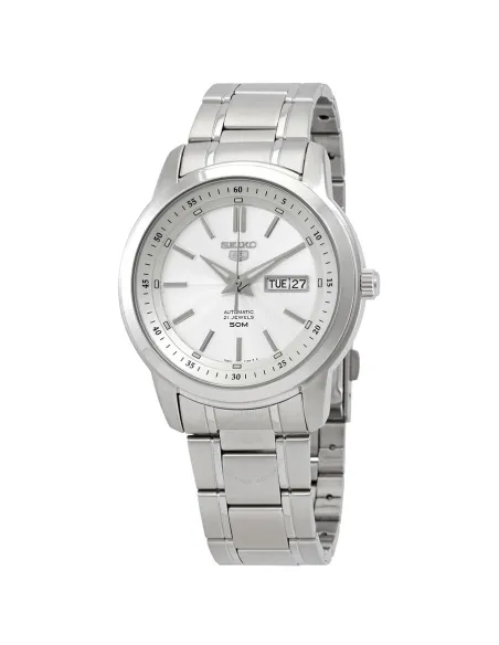 reloj automático hombre Seiko 5 SNKM83K1 dial blanco 43mm correa acero 50m water resist