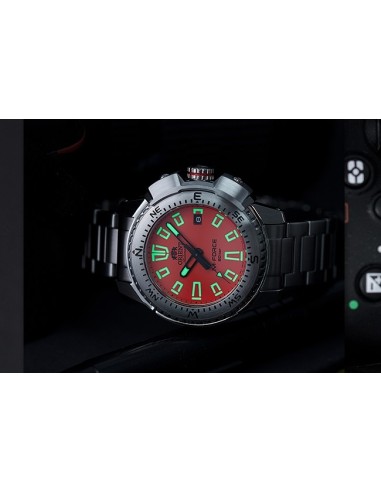 reloj de buceo automático hombre Orient M-Force RA-AC0N02Y dial naranja 45mm correa acero 200m water resist Cristal Zafiro