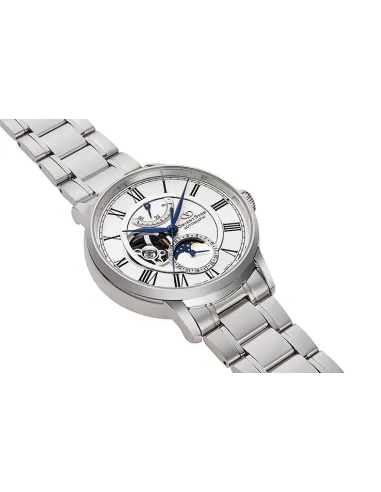 Reloj automático hombre Orient Star RE-AY0102S dial blanco 41mm Fases Lunares Cristal de Zafiro anti-reflejo