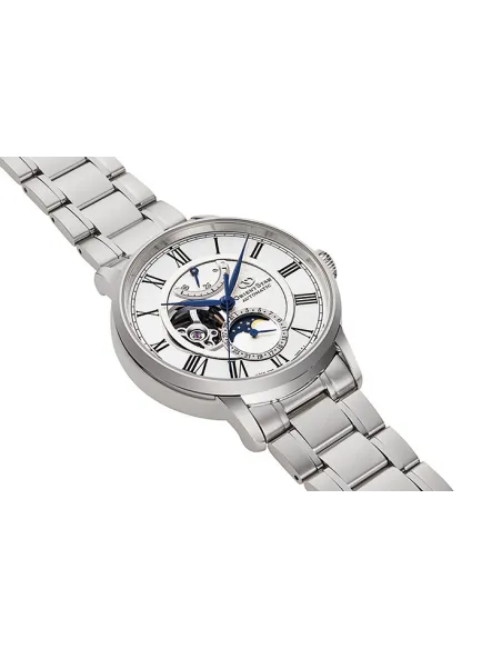 Reloj automático hombre Orient Star RE-AY0102S dial blanco 41mm Fases Lunares Cristal de Zafiro anti-reflejo