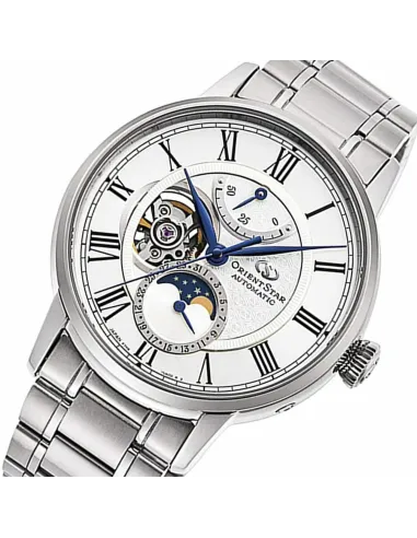Reloj automático hombre Orient Star RE-AY0102S dial blanco 41mm Fases Lunares Cristal de Zafiro anti-reflejo
