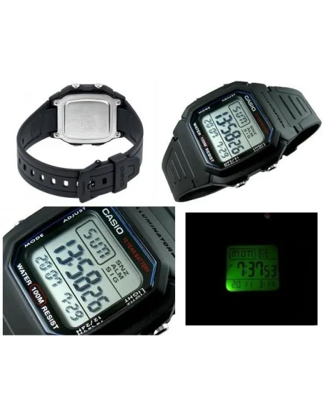 Reloj digital hombre Casio W800H-1B 10 años batería correa goma luz led