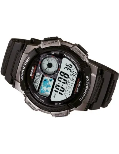Reloj Casio collection Digital AE-1000w-1bv Hora Mundial - 5 Alarmas - 10 BAR