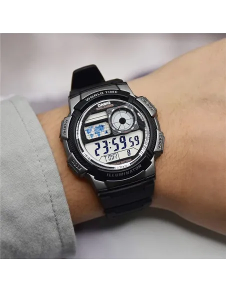 Reloj Casio collection Digital AE-1000w-1bv Hora Mundial - 5 Alarmas - 10 BAR