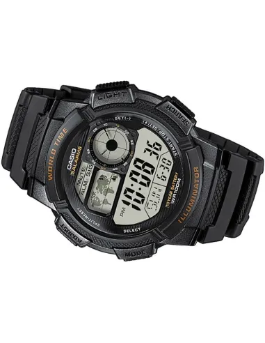 Reloj Casio collection Digital AE-1000w-1av Hora Mundial - 5 Alarmas - 10 BAR